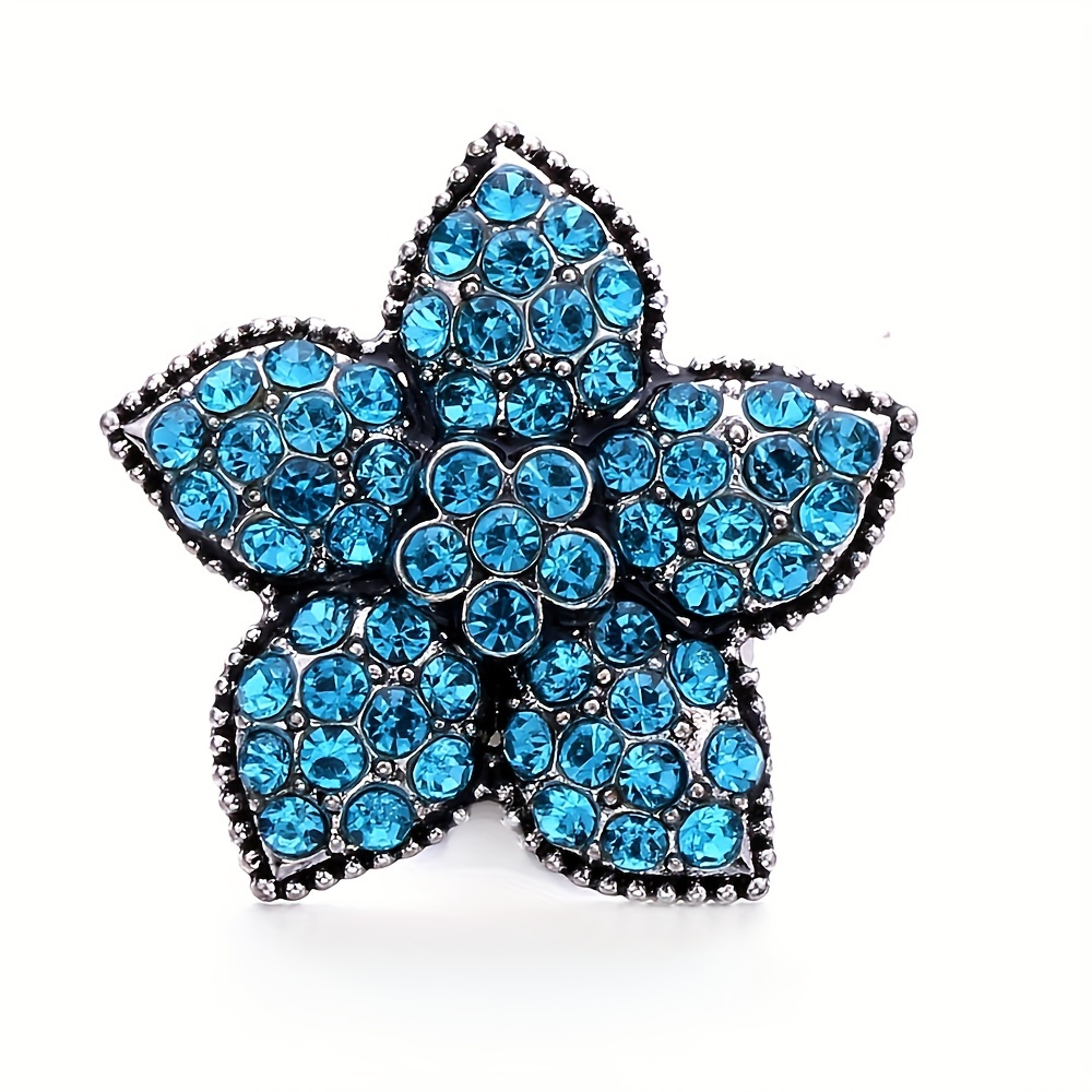 Alloy Flower Button Rhinestone Inlaid Bracelet Bangle